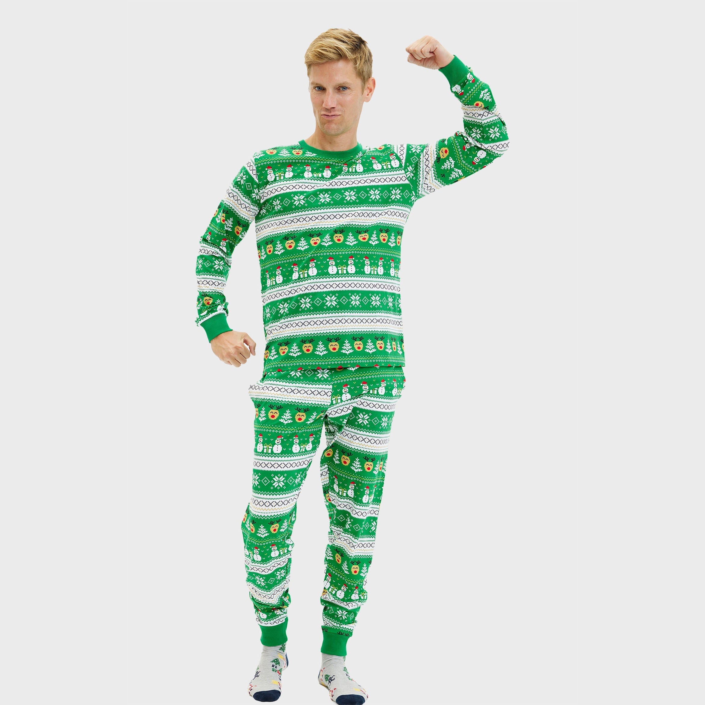Ultimativer Weihnachtspyjama grün – Herren.